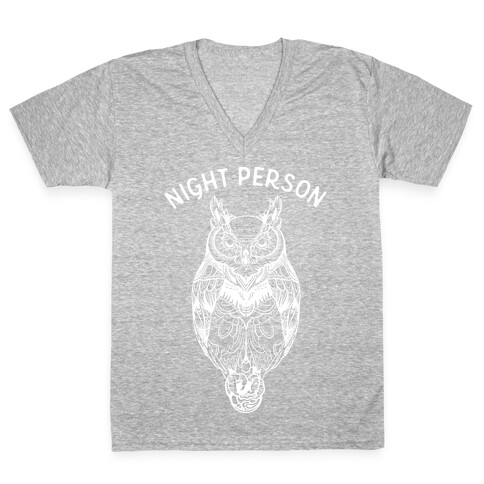 Night Person Owl V-Neck Tee Shirt