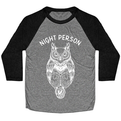 Night Person Owl Baseball Tee