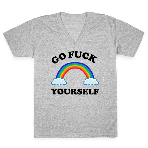 Go F*** Yourself Rainbow V-Neck Tee Shirt