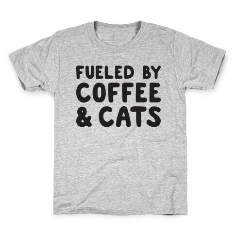 Fueled By Coffee And Cats Kids T-Shirt