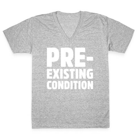  Pre-Existing Condition White Print V-Neck Tee Shirt