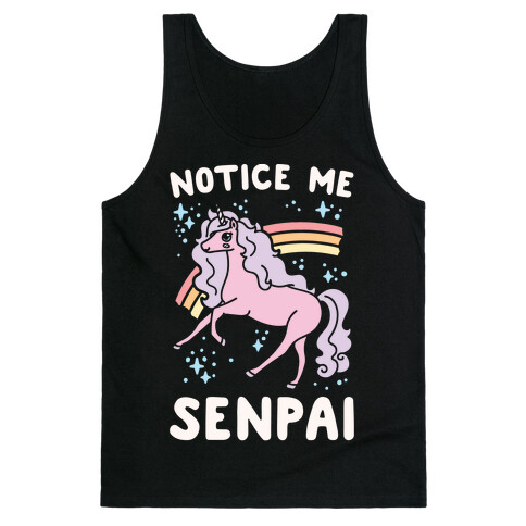 Notice Me Senpai Unicorn White Print Tank Top