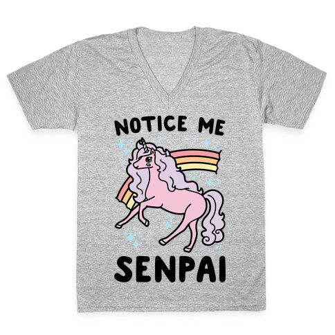 Notice Me Senpai Unicorn V-Neck Tee Shirt