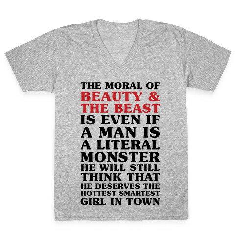 The Moral Of Beauty And The Beast V-Neck Tee Shirt