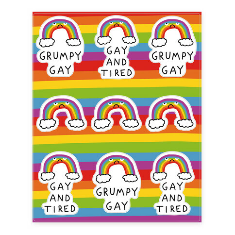 Grumpy Gay Rainbow Stickers and Decal Sheet