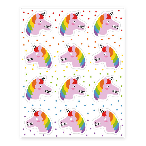 Awkward Unicorn Stickers and Decal Sheet