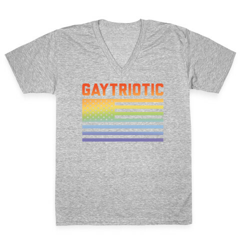 Gaytriotic White Print V-Neck Tee Shirt