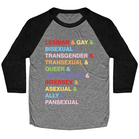 LGBTQIA And Then Some White Print Baseball Tee