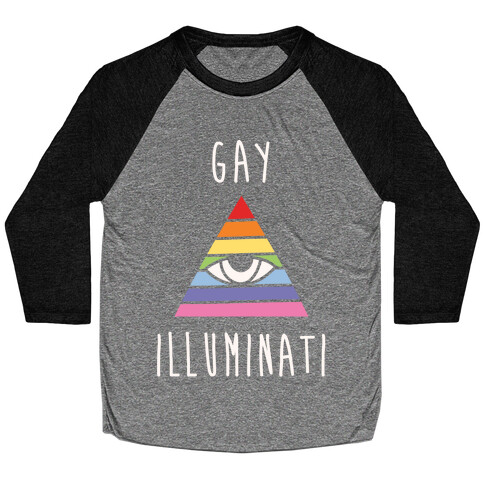 Gay Illuminati White Print Baseball Tee