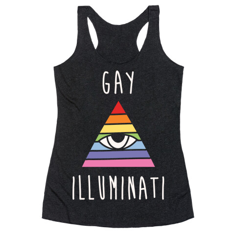 Gay Illuminati White Print Racerback Tank Top