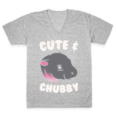 Cute & Chubby White Print V-Neck Tee Shirt