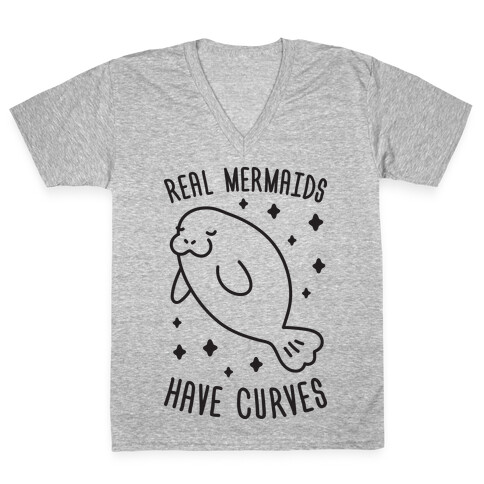 Real Mermaids Have Curves V-Neck Tee Shirt