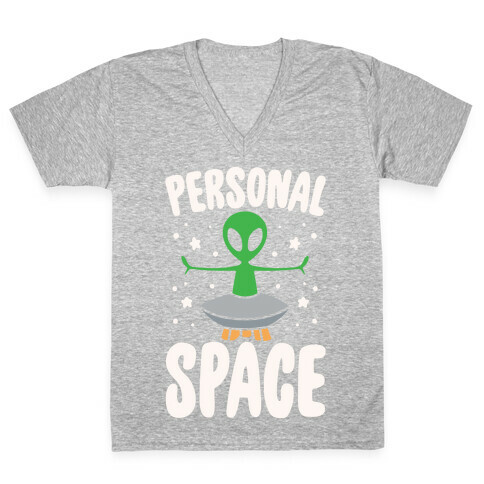 Personal Space White Print V-Neck Tee Shirt