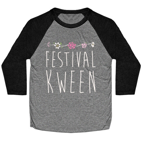 Festival Kween White Print Baseball Tee