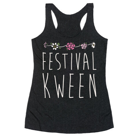 Festival Kween White Print Racerback Tank Top