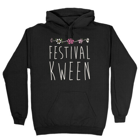 Festival Kween White Print Hooded Sweatshirt