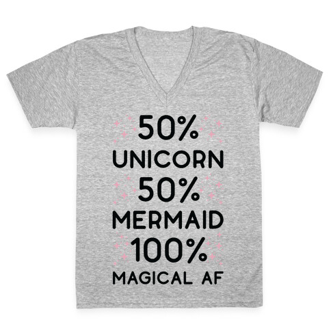 50% Unicorn 50% Mermaid V-Neck Tee Shirt