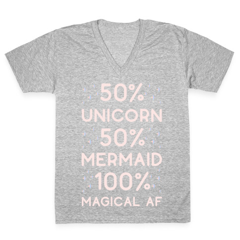 50% Unicorn 50% Mermaid V-Neck Tee Shirt