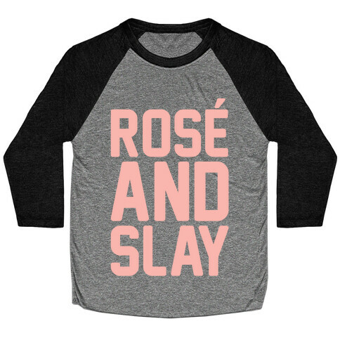 Rose' And Slay White Print Baseball Tee