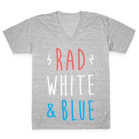 Rad White & Blue V-Neck Tee Shirt