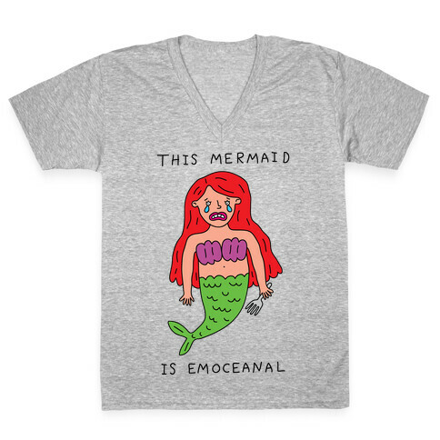 This Mermaid Is Emoceanal V-Neck Tee Shirt