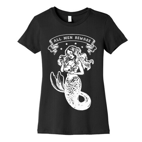 All Men Beware Vintage Mermaid Womens T-Shirt