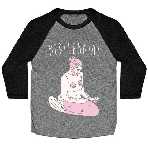 Merllennial White Print Baseball Tee