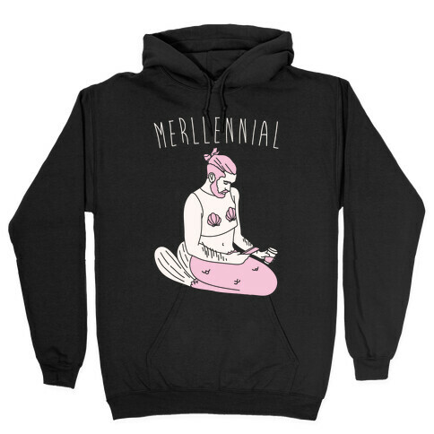 Merllennial White Print Hooded Sweatshirt