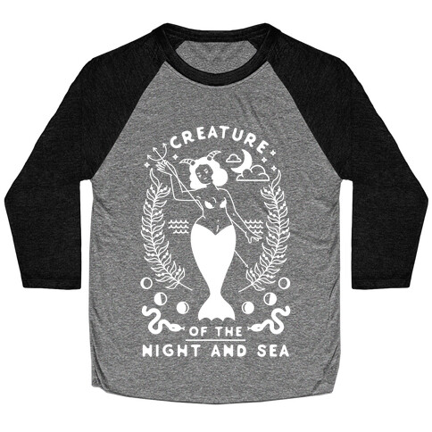 Creature of the Night and Sea Baseball Tee