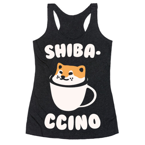 Shibaccino White Print Racerback Tank Top