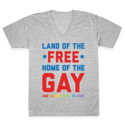 Land Of The Free Home Of The Gay V-Neck Tee Shirt