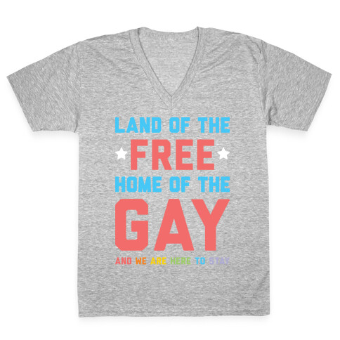 Land Of The Free Home Of The Gay V-Neck Tee Shirt