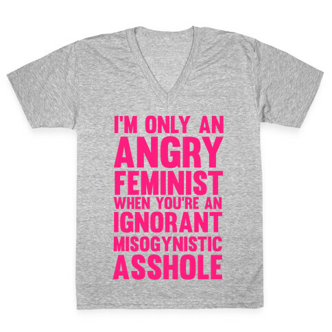 Angry Feminist V-Neck Tee Shirt