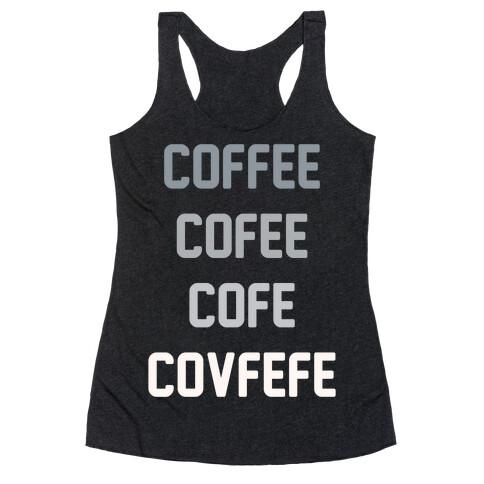 Woke Cofveve White Print Racerback Tank Top