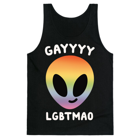 Gayyyy Lgbtmao White Print Tank Top