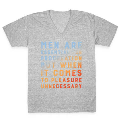 Men Aren't Necessary Quote White Print V-Neck Tee Shirt