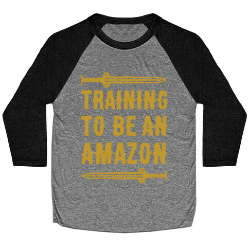 Training To Be An Amazon Parody White Print Baseball Tee