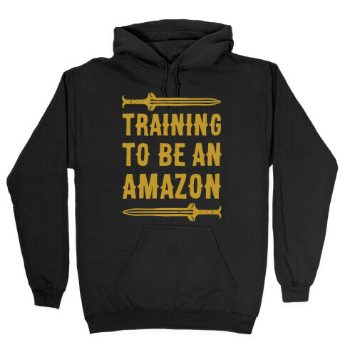 Training To Be An Amazon Parody White Print Hooded Sweatshirt