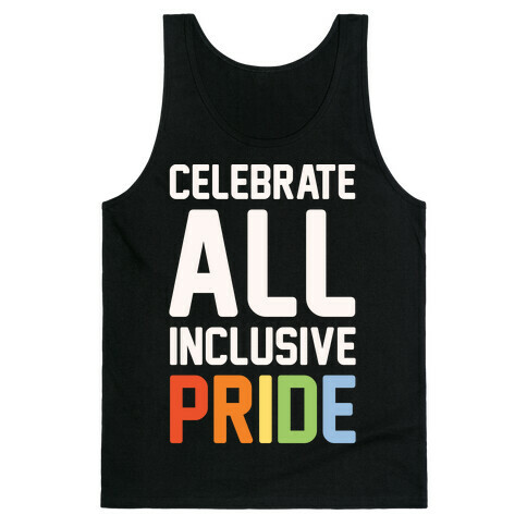 Celebrate All Inclusive Pride White Print Tank Top