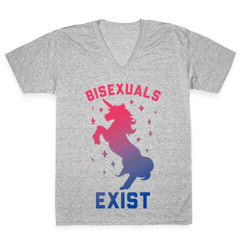 Bisexuals Exist Unicorn V-Neck Tee Shirt