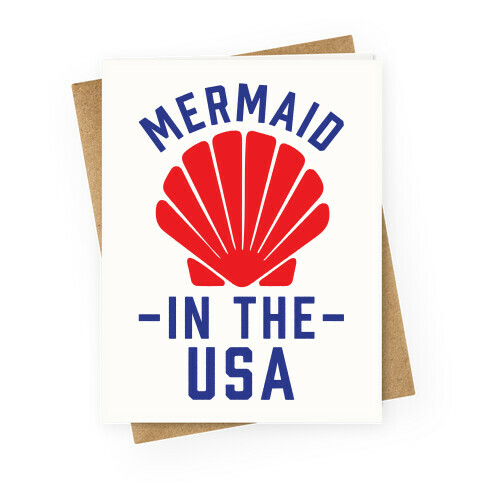 Mermaid In The USA Greeting Card