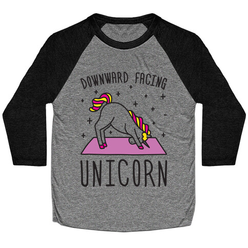 Downward Facing Unicorn Baseball Tee