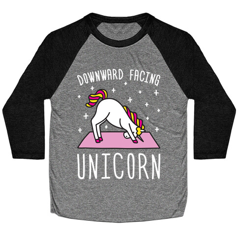 Downward Facing Unicorn Baseball Tee