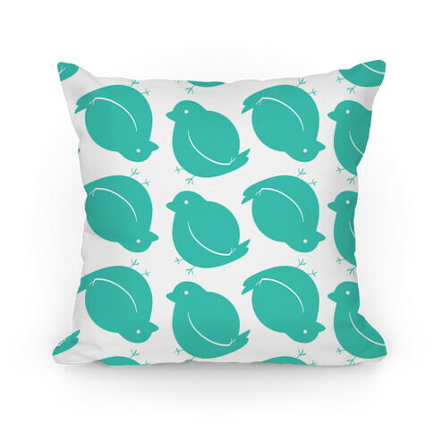 Chubby Bird Pattern Pillow (Teal) Pillow