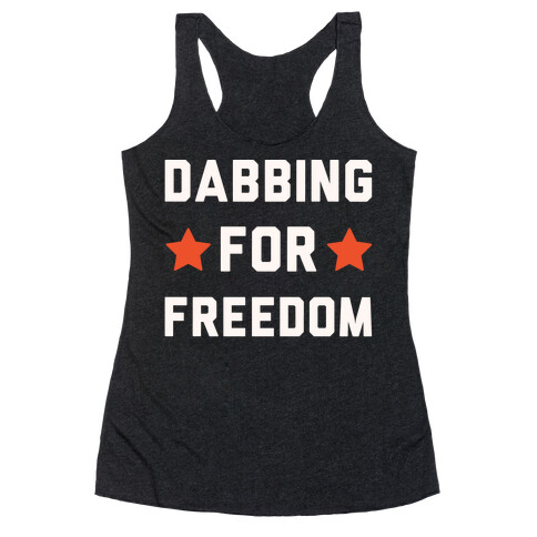 Dabbing For Freedom White Print Racerback Tank Top