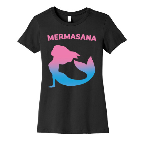 Mermasana Parody White Print Womens T-Shirt