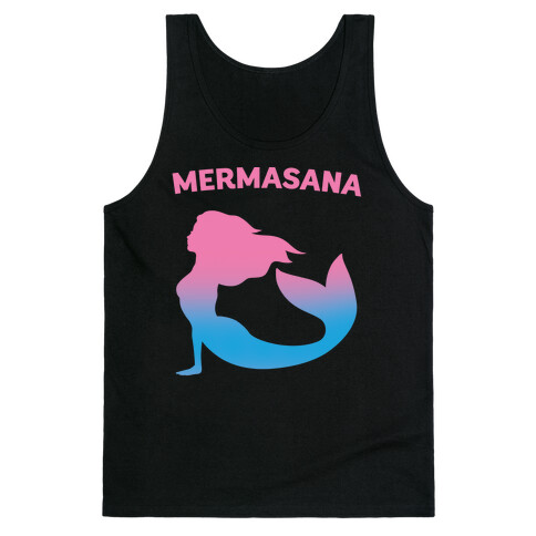 Mermasana Parody White Print Tank Top