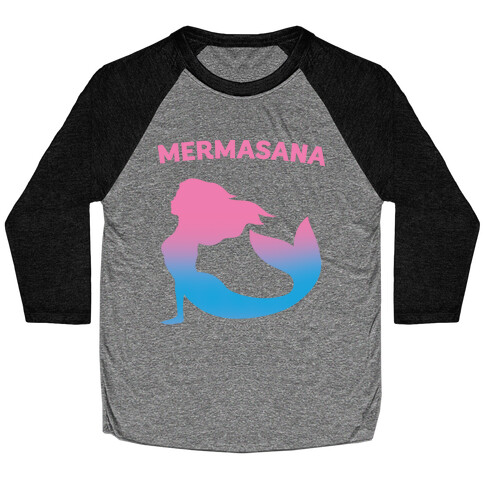 Mermasana Parody White Print Baseball Tee