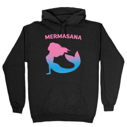 Mermasana Parody White Print Hooded Sweatshirt