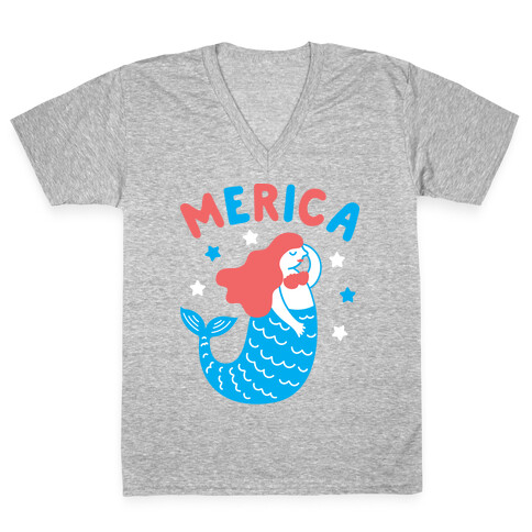 Merica Mermaid V-Neck Tee Shirt